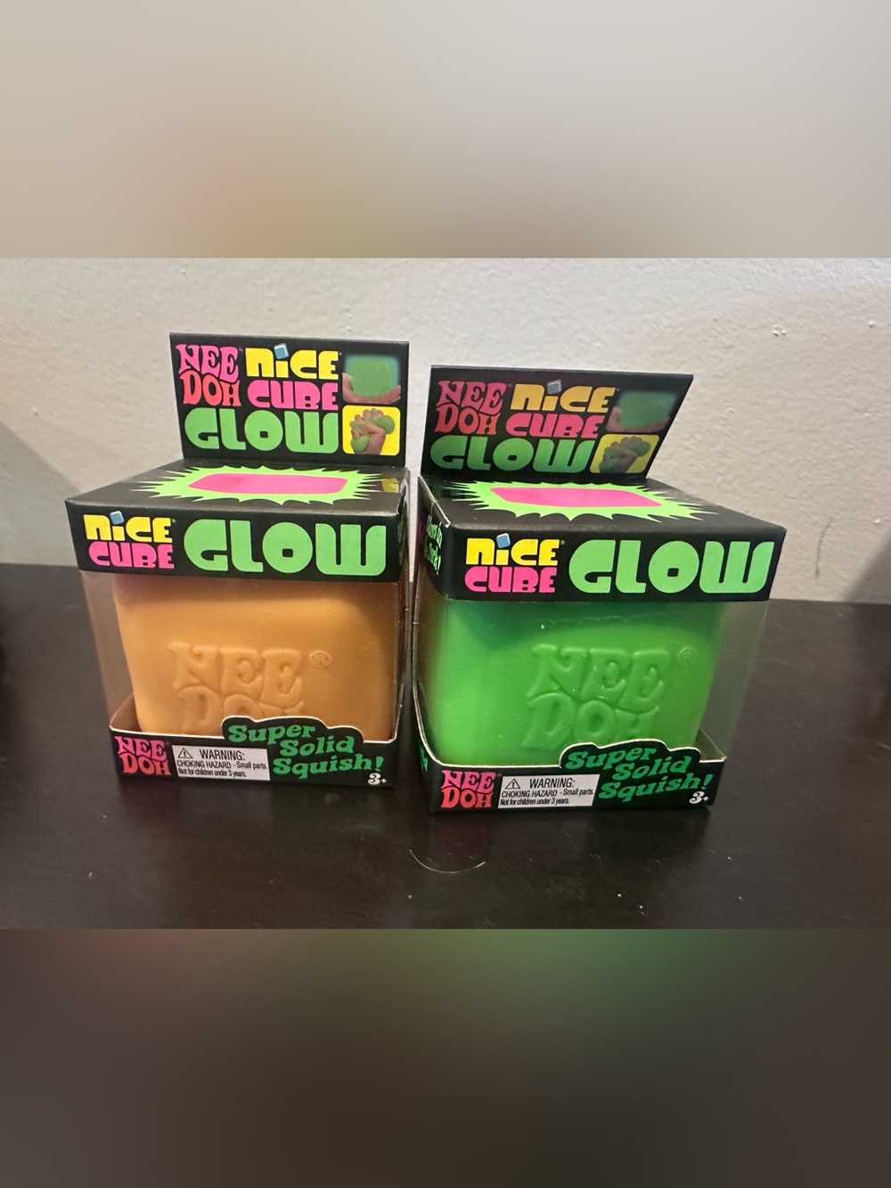 NeeDoh Nice Cube Glow Super Solid Squish - Green OR Orange